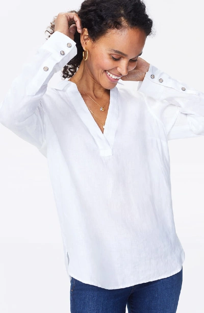 Shop Nydj Linen Tunic In Optic White