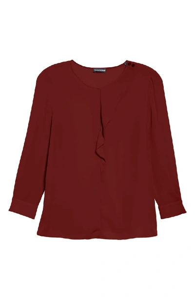 Shop Emporio Armani Double Silk Georgette Blouse In Picante Red