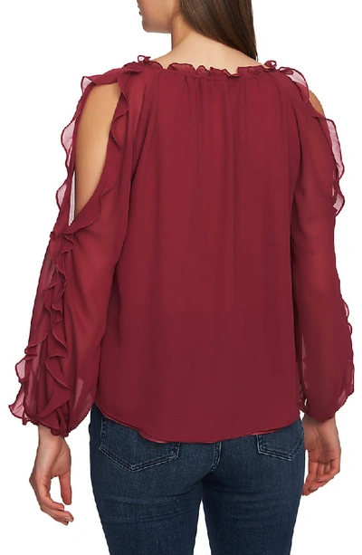 Shop 1.state Ruffle Cold Shoulder Top In Berry Charm