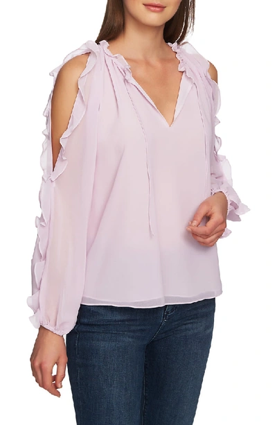 Shop 1.state Ruffle Cold Shoulder Top In Orchid Bud