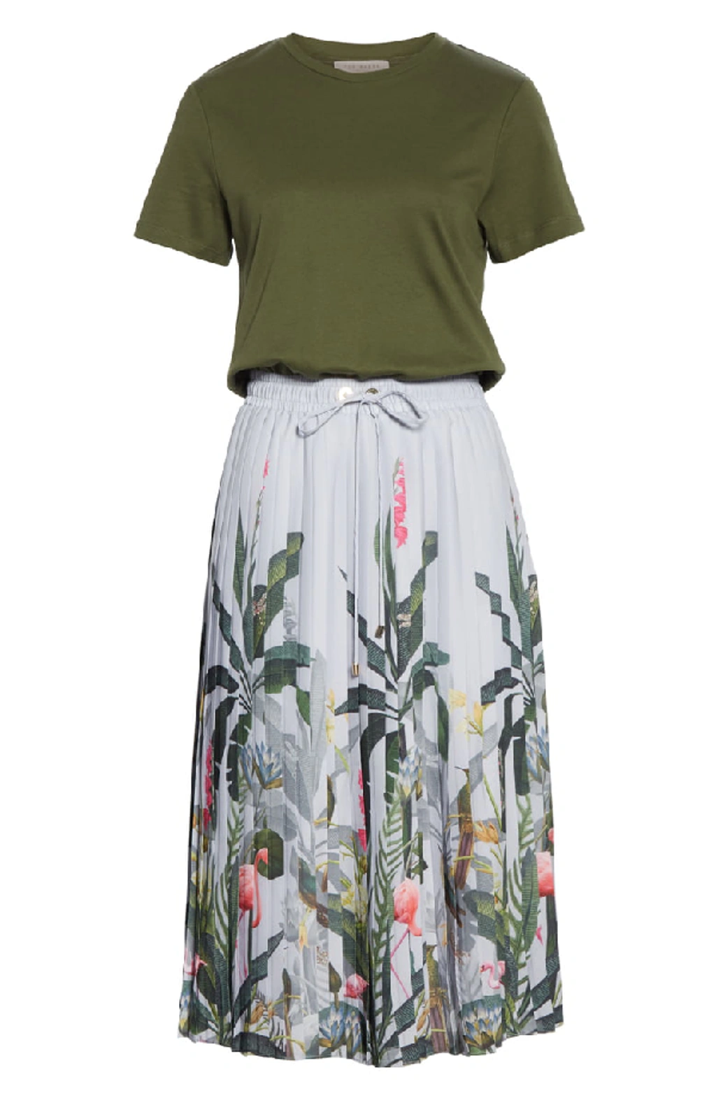 Ted Baker Bobbyn Pistachio Pleated Midi Dress In Khaki ModeSens