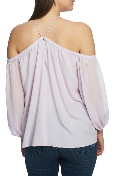Shop 1.state Off The Shoulder Sheer Chiffon Blouse In Orchid Bud
