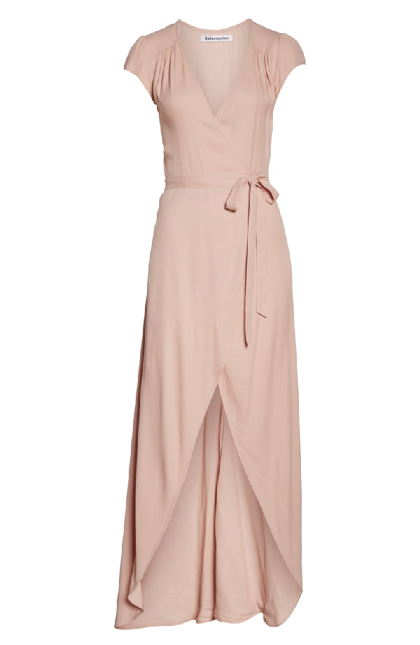 reformation chamomile wrap dress