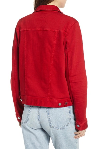 Shop Ag Mya Denim Jacket In 01y Hi White Clever Red