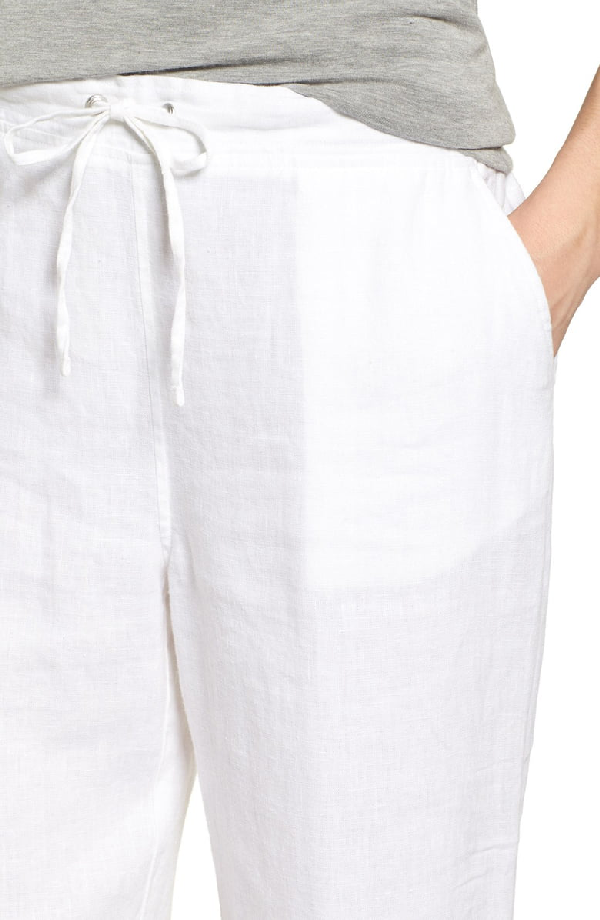 Two By Vince Camuto Linen Drawstring WideLeg Pants In Ultra White