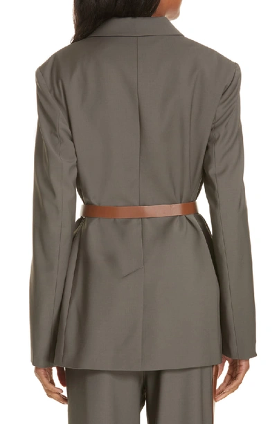 Shop Tibi Tablier Belted Blazer In Dark Stone