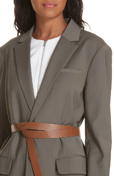 Shop Tibi Tablier Belted Blazer In Dark Stone