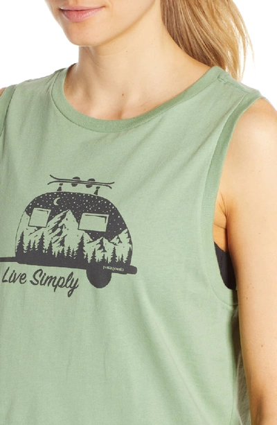 Shop Patagonia Live Simply Trailer Graphic Muscle Tee In Matcha Green