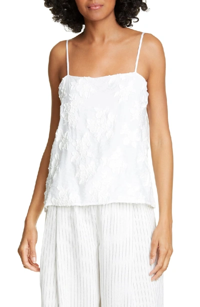 Shop Vince Textured Floral Camisole In Optic White