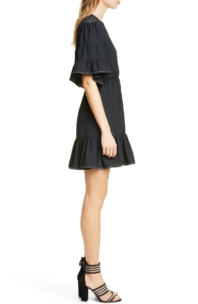 Shop Joie Tersea Topstitch Detail Ruffle Hem Dress In Caviar