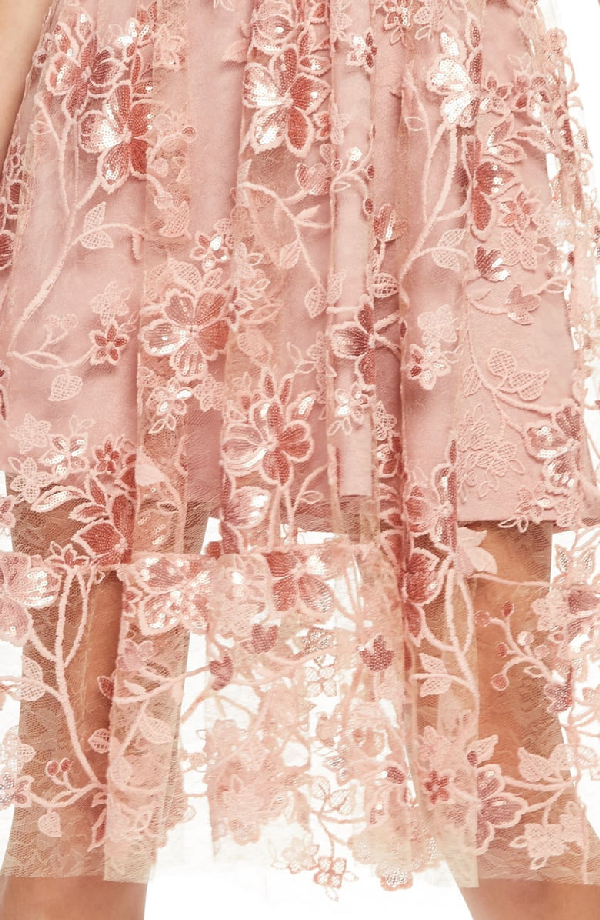 ally 3d floral mesh cocktail dress