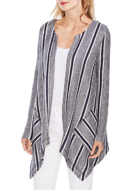 Shop Vince Camuto Sweater-like Stripe Cardigan In Classic Navy