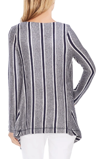 Shop Vince Camuto Sweater-like Stripe Cardigan In Classic Navy