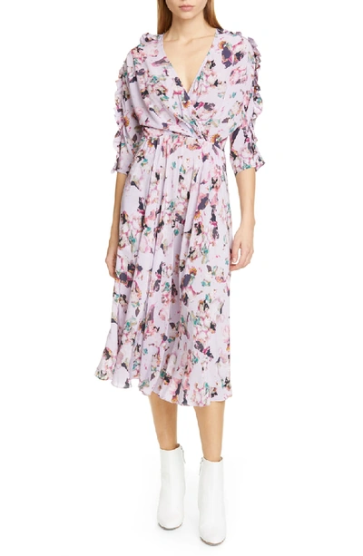 Shop Iro Liky Ruffle Floral Print Dress In Light Purple