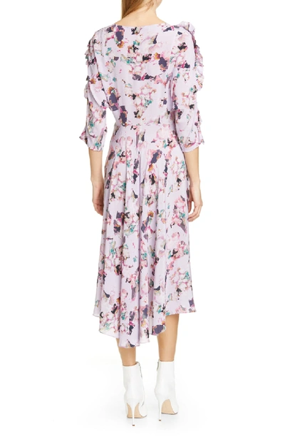 Shop Iro Liky Ruffle Floral Print Dress In Light Purple