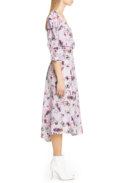 Shop Iro Liky Ruffle Floral Print Dress In Light Purple