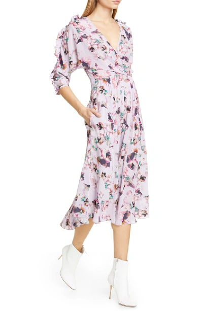 Shop Iro Liky Ruffle Floral Print Dress In Light Purple