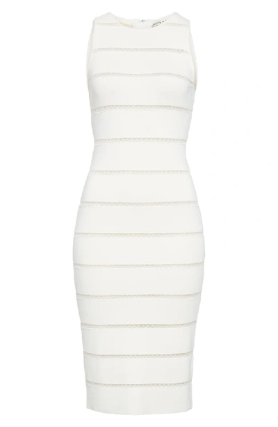 Shop Alice And Olivia Jenner Lace Inset Sheath Dress In Soft White