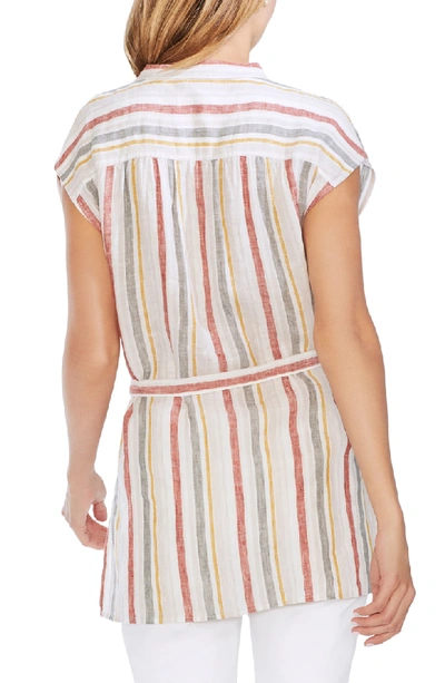 Shop Vince Camuto Canyon Stripe Belted Blouse In Canyon Sun