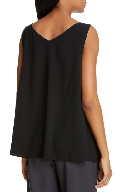 Shop Eileen Fisher Asymmetrical Draped Silk Top In Black