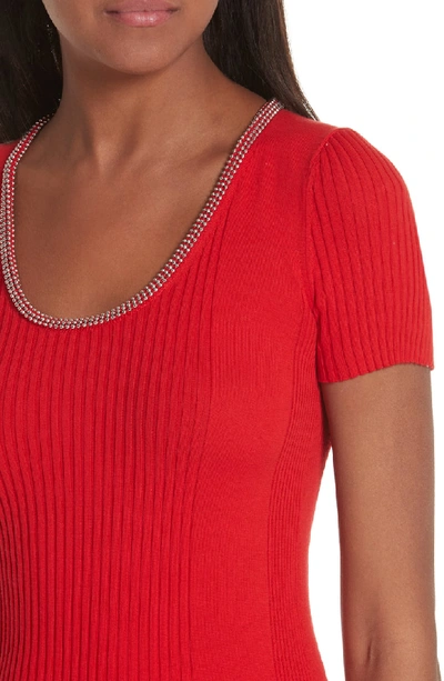 Shop Alexander Wang Ball Chain Trim Knit Top In Red