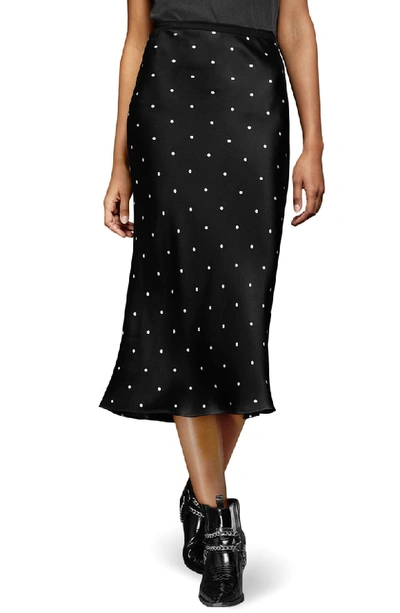 Shop Anine Bing Polka Dot Silk Skirt In Black/ White