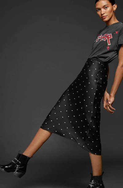 Shop Anine Bing Polka Dot Silk Skirt In Black/ White