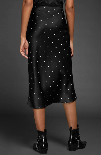 Shop Anine Bing Polka Dot Silk Skirt In Black/ White