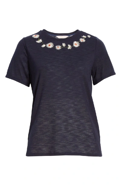 Shop Ted Baker Jalaf Embroidered Daisy Tee In Dark Blue