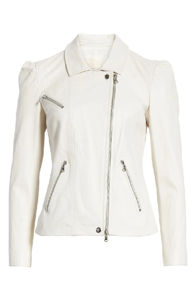Shop Rebecca Taylor Leather Biker Jacket In Vanilla