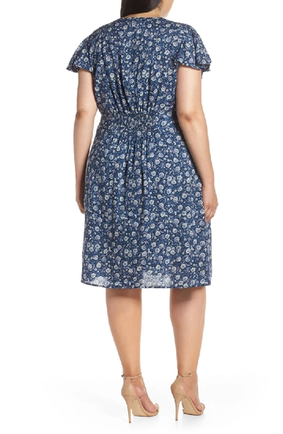 Shop Lucky Brand Olivia Smocked Waist Dress In Blue Multi