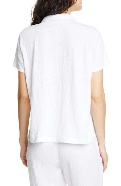 Shop Eileen Fisher Short Sleeve Organic Linen Button Up Blouse In White