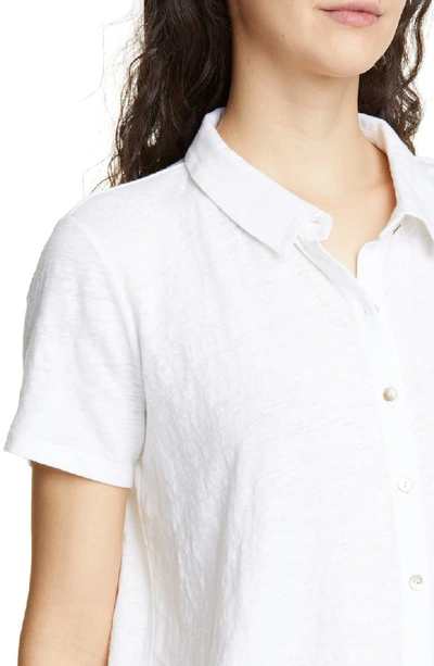Shop Eileen Fisher Short Sleeve Organic Linen Button Up Blouse In White