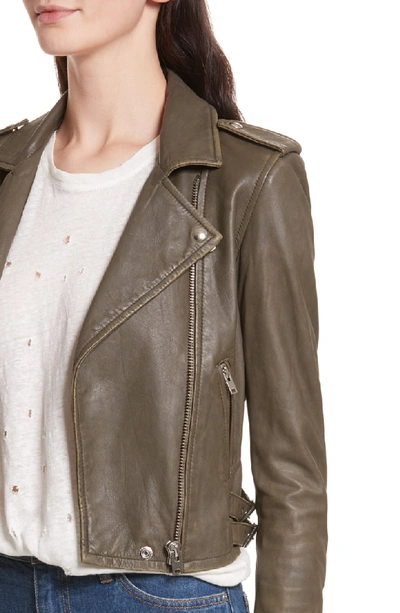 Shop Iro 'ashville' Leather Jacket In Khaki