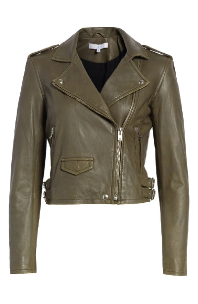 Shop Iro 'ashville' Leather Jacket In Khaki