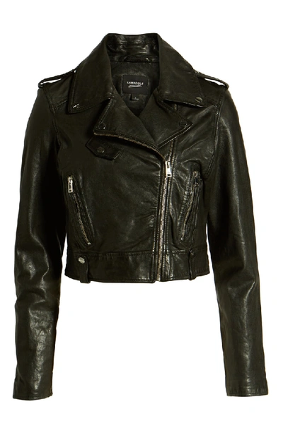 Shop Lamarque Crop Biker Jacket In Black