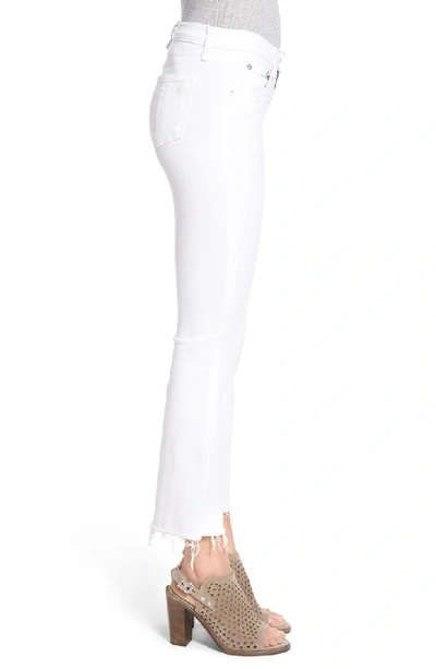 Shop Rag & Bone High Rise Raw Hem Crop Flare Jeans In Bright White