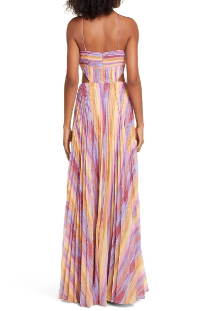 Shop Amur Janet Cutout Pleated Evening Dress In Multi