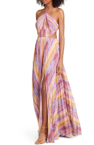 Shop Amur Janet Cutout Pleated Evening Dress In Multi