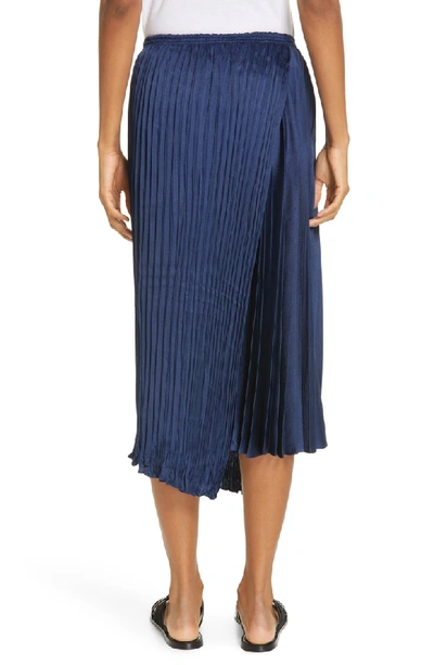 Shop Vince Mixed Pleat Wrap Midi Skirt In Hydra