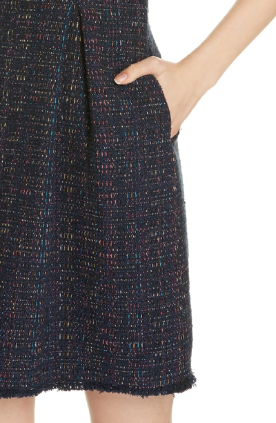 Shop Rebecca Taylor Rainbow Tweed Fit & Flare Dress In Navy