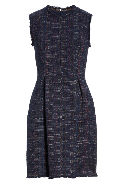 Shop Rebecca Taylor Rainbow Tweed Fit & Flare Dress In Navy