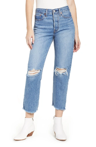 Shop Levi's Wedgie High Waist Ripped Crop Straight Leg Jeans In Uncovered Truth