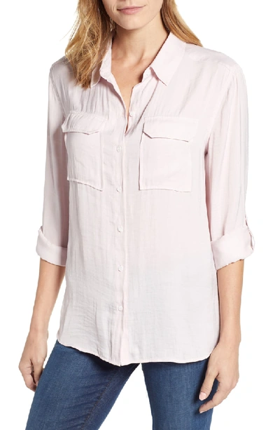 Shop Vince Camuto Two-pocket Rumple Blouse In Pink Bliss