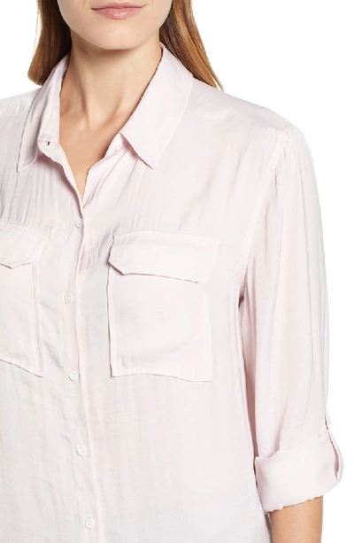 Shop Vince Camuto Two-pocket Rumple Blouse In Pink Bliss
