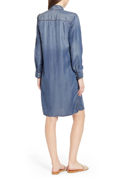 Shop Current Elliott The Cardinal Long Sleeve Shirtdress In Indigo Polka Do