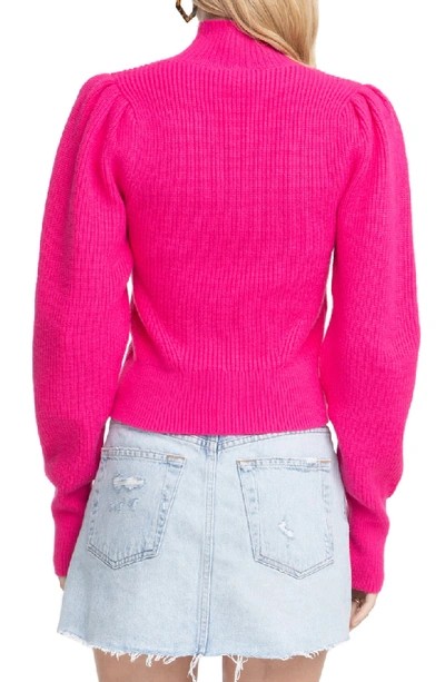 Shop Astr Puff Sleeve Sweater In Hot Pink