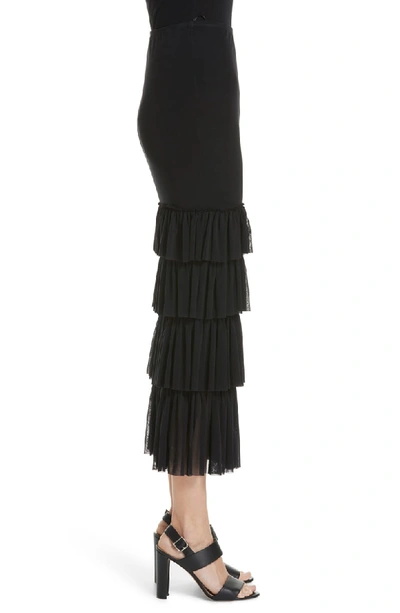 Shop Fuzzi Tiered Ruffle Tulle Maxi Skirt In Nero