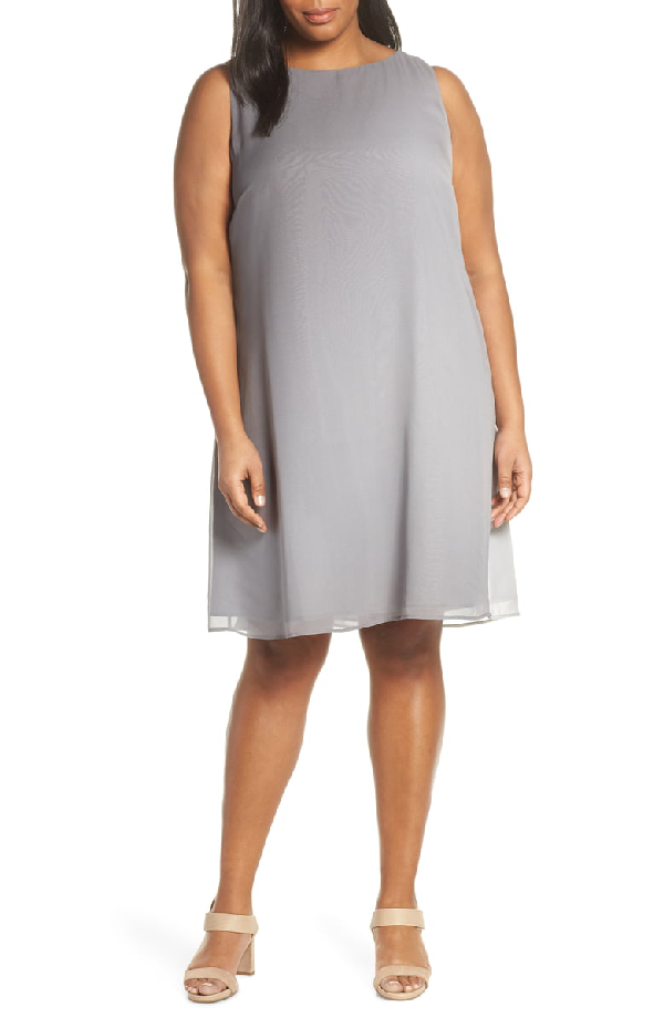 eileen fisher bateau neck silk dress