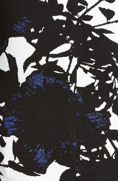 Shop St John Graphic Floral Jacquard Sweater Dress In Caviar/ Cobalt Multi